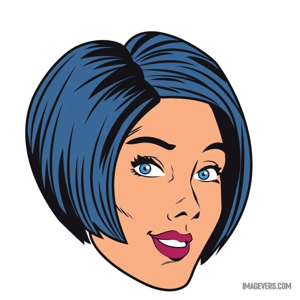 An image consisting of only the head of a cartoonish girl with blue hair and eyes and pink lipstick on her lips An-image-consisting-of-only-the-head-of-a-cartoonish-girl-with-blue-hair-and-eyes-and-pink-lipstick-on-her-lips