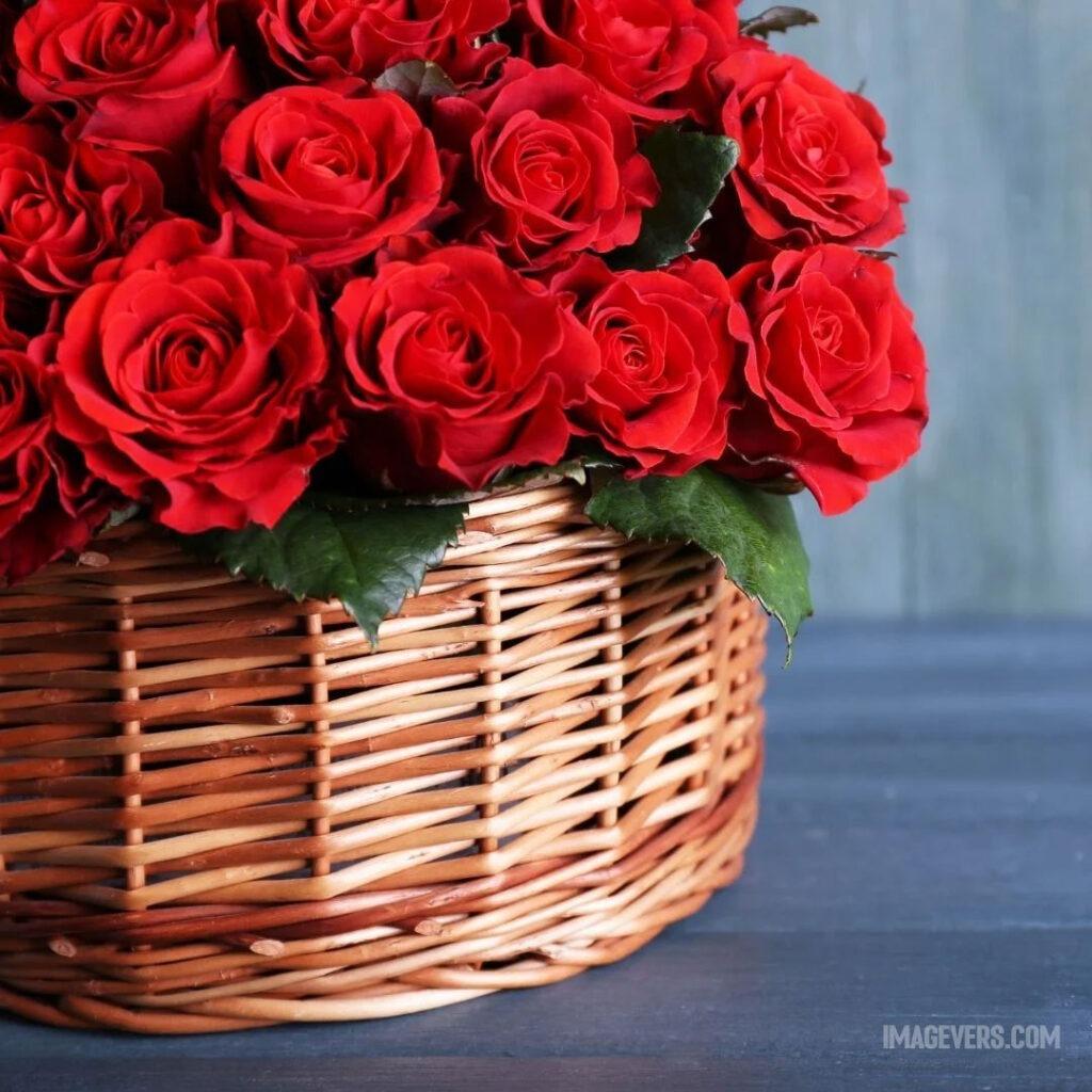 These-blooming-roses-kept-in-the-wooden-bucket-with-grey-backdrop