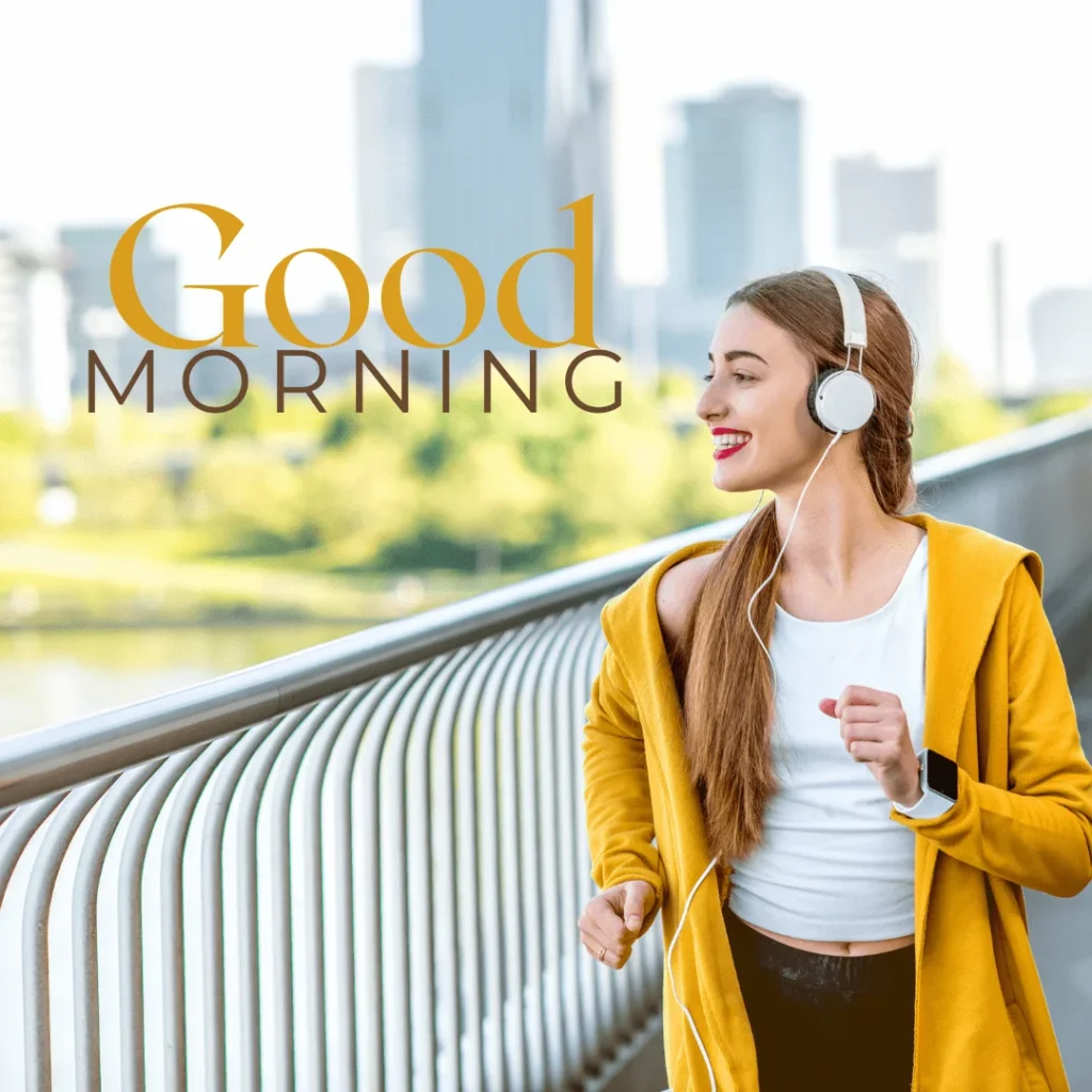 Yellow top with Headphones girls jogging in the morning.png