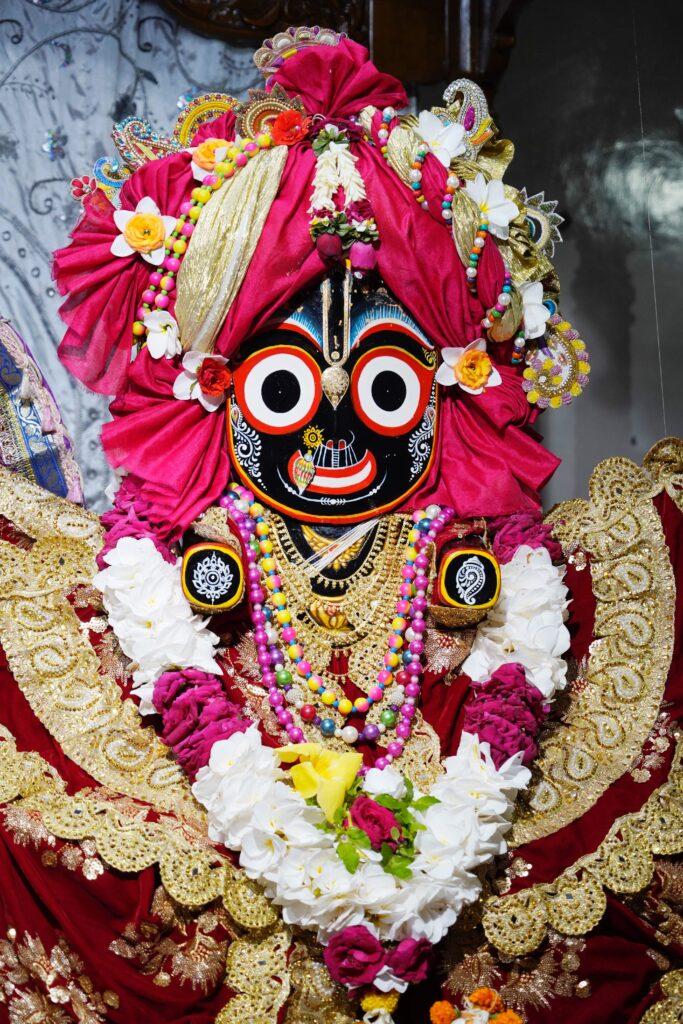 Deity Jagannath at Iskcon Dhaka Swamibag Temple in Dhaka, Bangladesh-min